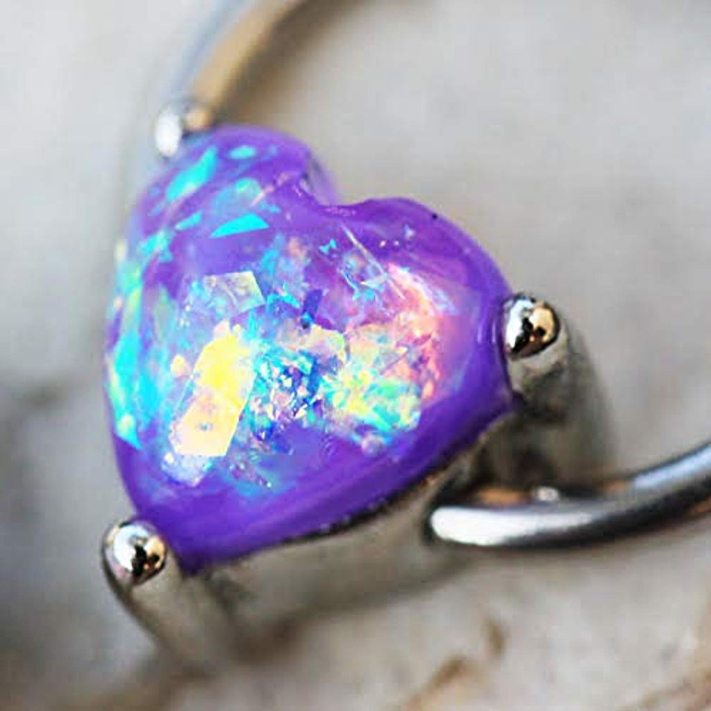 316L Stainless WildKlass Steel Synthetic Opal Heart Snap-in Captive Bead  Ring/Septum Ring