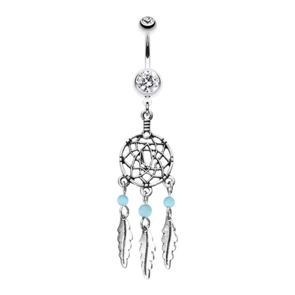 Classic Beaded Dream Catcher Belly Button Ring Wildklass Jewelry