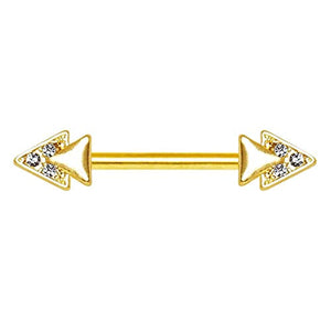 WildKlass Gold Plated Jeweled Double Triangle Nipple Bar-WildKlass Jewelry