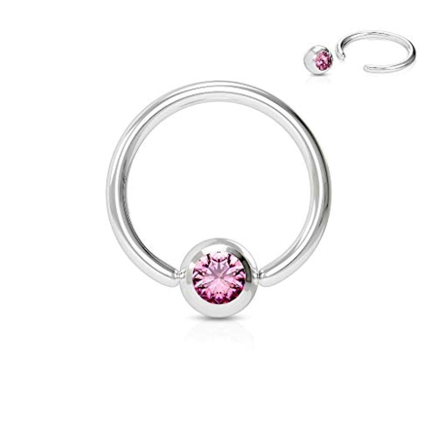 WildKlass Press Fit Gem Ball 316L Surgical Steel Captive Bead Ring -