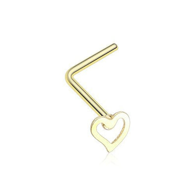 Dainty Heart Icon L-Shaped Nose Ring 316L Surgical Steel -