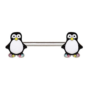 WildKlass 316L Stainless Steel Adorable Penguin Nipple Bar-WildKlass Jewelry