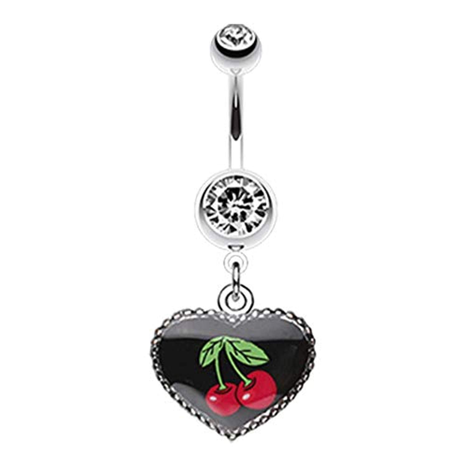 Cherry Heart Dangle WildKlass Belly Button Ring -