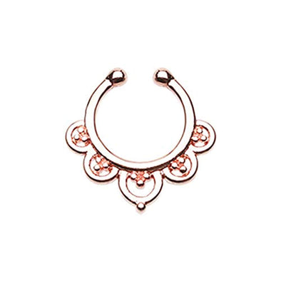 Rose Gold Imperial Filigree WildKlass Fake Septum Clip-On Ring-WildKlass Jewelry
