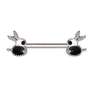 316L Stainless Steel Jeweled WildKlass Bunny Nipple Bar-WildKlass Jewelry