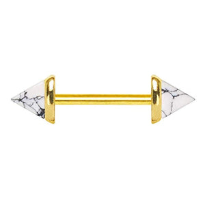 Gold Plated Howlite Triangle WildKlass Nipple Bar-WildKlass Jewelry