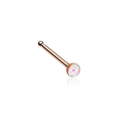 Rose Gold Opal Sparkle Nose Stud Ring 316L Surgical Steel-WildKlass Jewelry