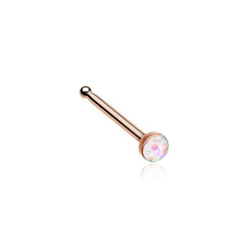 Rose Gold Opal Sparkle Nose Stud Ring 316L Surgical Steel-WildKlass Jewelry