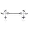 WildKlass CZ Cross Ends 316L Surgical Steel Nipple Barbell Rings-WildKlass Jewelry