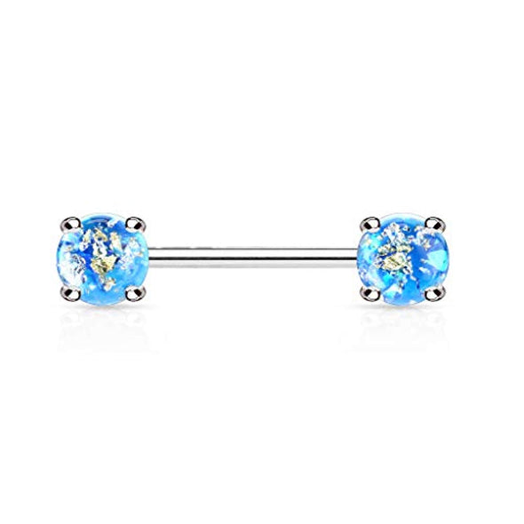 WildKlass Lava Glitter Prong Set 316L Surgical Steel Nipple Barbell Rings-WildKlass Jewelry