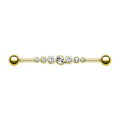 Golden Dazzling Gem Row WildKlass Industrial Barbell-WildKlass Jewelry