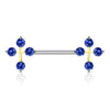 WildKlass CZ Cross Ends 316L Surgical Steel Nipple Barbell Rings-WildKlass Jewelry