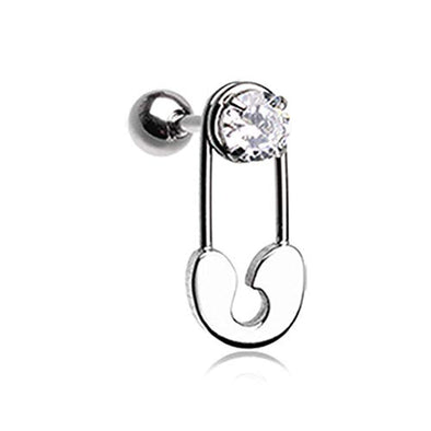Sparkle Safety Pin WildKlass Cartilage Tragus Earring-WildKlass Jewelry