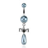 Pearl Coated WildKlass Navel Ring Gemmed Bow + Fresh Water Pearl Dangle (Sold by Piece)-WildKlass Jewelry