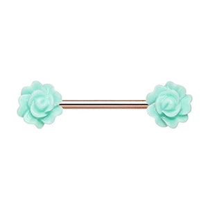 Rose Gold Acrylic Rose WildKlass Nipple Barbell Ring-WildKlass Jewelry