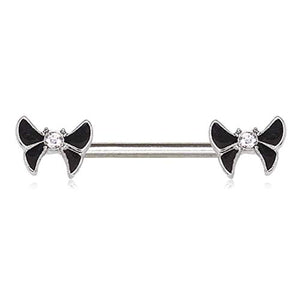 WildKlass 316L Stainless Steel Black Butterfly Nipple Bar-WildKlass Jewelry