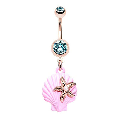 Rose Gold Under The Seashell WildKlass Belly Button Ring-WildKlass Jewelry