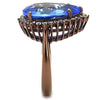 WildKlass Stainless Steel Ring IP Coffee Light Women Top Grade Crystal Light Sapphire-WildKlass Jewelry