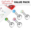 WILDKLASS 4 Pcs Value Pack Internally Threaded Opal Set 316L Surgical Steel Labret, Flat Back Studs-WildKlass Jewelry