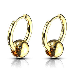 WildKlass Pair of Captive Ball 316L Stainless Steel Hinge Action Seamless Hoop Earrings-WildKlass Jewelry