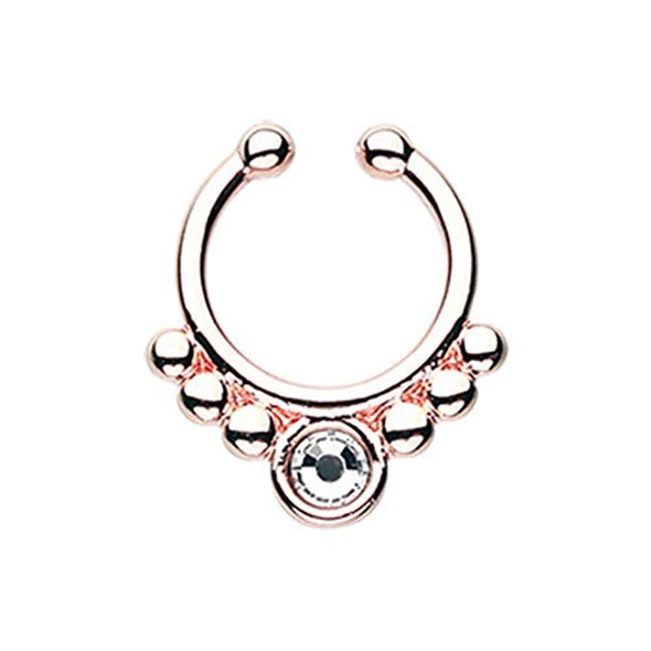 Rose Gold Gem Grandiose WildKlass Fake Septum Clip-On Ring-WildKlass Jewelry