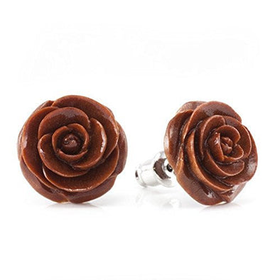 Chocolate Rose Makerpin WildKlass Earring Studs-WildKlass Jewelry