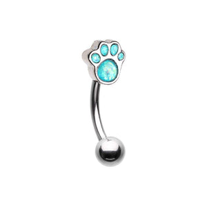 Animal Lover Opal Paw WildKlass Curved Barbell Eyebrow Ring-WildKlass Jewelry