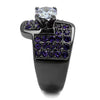 WildKlass Stainless Steel Ring IP Light Black (IP Gun) Women AAA Grade CZ Light Amethyst-WildKlass Jewelry