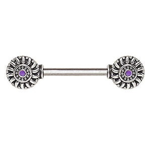 WildKlass 316L Stainless Steel Violet Windwheel Nipple Bar-WildKlass Jewelry