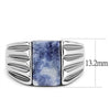 WildKlass Stainless Steel Ring High Polished (no Plating) Men Semi-Precious Capri Blue-WildKlass Jewelry