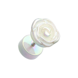 Full Bloom Rose Iridescent Metallic Pearl Fake WildKlass Plug-WildKlass Jewelry