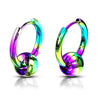 WildKlass Pair of Captive Ball 316L Stainless Steel Hinge Action Seamless Hoop Earrings-WildKlass Jewelry