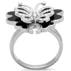 WildKlass Stainless Steel Ring High Polished (no Plating) Women Top Grade Crystal Clear with Butterfly-WildKlass Jewelry