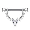 WildKlass Heart CZ Center with Lined Prong Set CZs Dangle 316L Surgical Steel Nipple Rings-WildKlass Jewelry