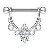 WildKlass Pear CZ Center with Infinite Filigree Dangle 316L Surgical Steel Nipple Rings-WildKlass Jewelry