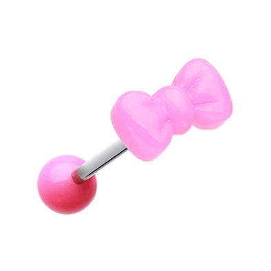 Cutesy Bow-Tie Acrylic WildKlass Barbell Tongue Ring-WildKlass Jewelry