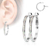 WildKlass Pair of Eternity Crystal Set Stainless Steel Hoop Earring-WildKlass Jewelry