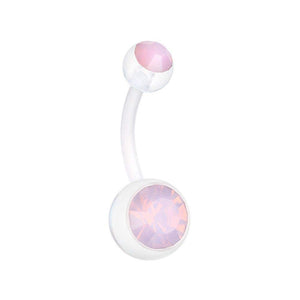 Opal Gem Bio Flexible Shaft Acrylic Ball WildKlass Belly Button Ring-WildKlass Jewelry