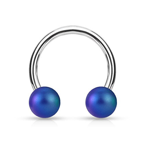 Matte Finish Pearlish Ball 316L Surgical Steel WildKlass Horseshoe/Circular-WildKlass Jewelry