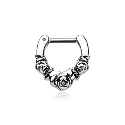 Septum Clicker 16g 1/4" 6mm Rose Garden Icon Septum Ring-WildKlass Jewelry