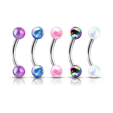 WILDKLASS 5 Pcs Value Pack Metallic AB Coating Balls 316L Surgical Steel Curved Barbells, Eyebrow Rings-WildKlass Jewelry