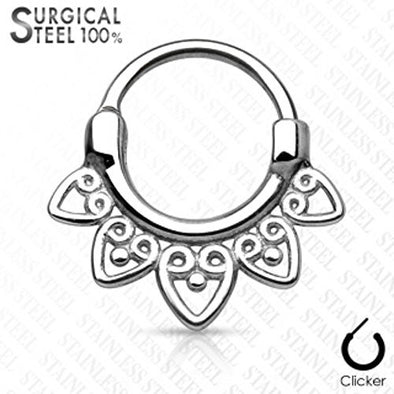 Tribal Fan All 316L Surgical Steel Round WildKlass Septum Clicker-WildKlass Jewelry