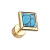 Golden Square Turquoise Pyramid Stone Steel Fake WildKlass Plug-WildKlass Jewelry