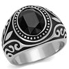 WildKlass Stainless Steel Ring High Polished (no Plating) Men Top Grade Crystal Jet-WildKlass Jewelry