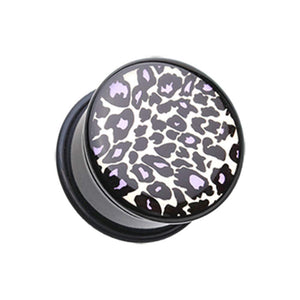 Purple Snow Leopard Print Single Flared Ear Gauge WildKlass Plug-WildKlass Jewelry