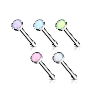 WILDKLASS 5 pcs Value Pack Illuminating Stone Set 316L Surgical Steel Nose Bone Stud Rings-WildKlass Jewelry