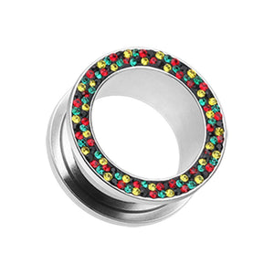 Multi-Sprinkle Dot Rasta Multi Gem Screw-Fit Ear Gauge Tunnel WildKlass Plug-WildKlass Jewelry