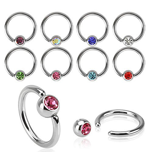 Press Fit Gem WildKlass Ball Captive Bead WildKlass Ring -