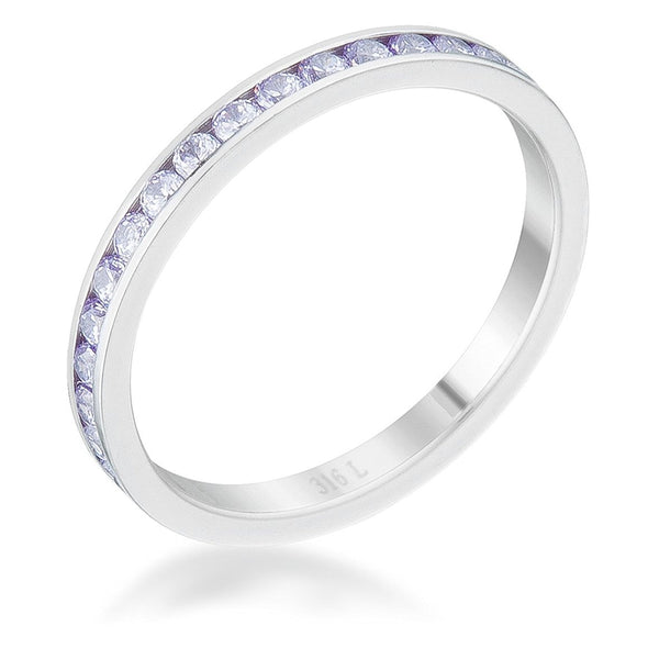 WildKlass 0.5ct Light Lavender CZ Stainless Steel Eternity Band-WildKlass Jewelry