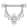 WildKlass Pear CZ Center with Infinite Filigree Dangle 316L Surgical Steel Nipple Rings-WildKlass Jewelry